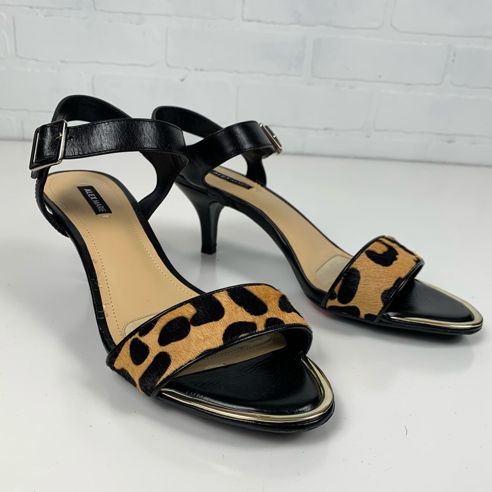 NWT Leopard Print Mini Heel Ankle Strap High Heels